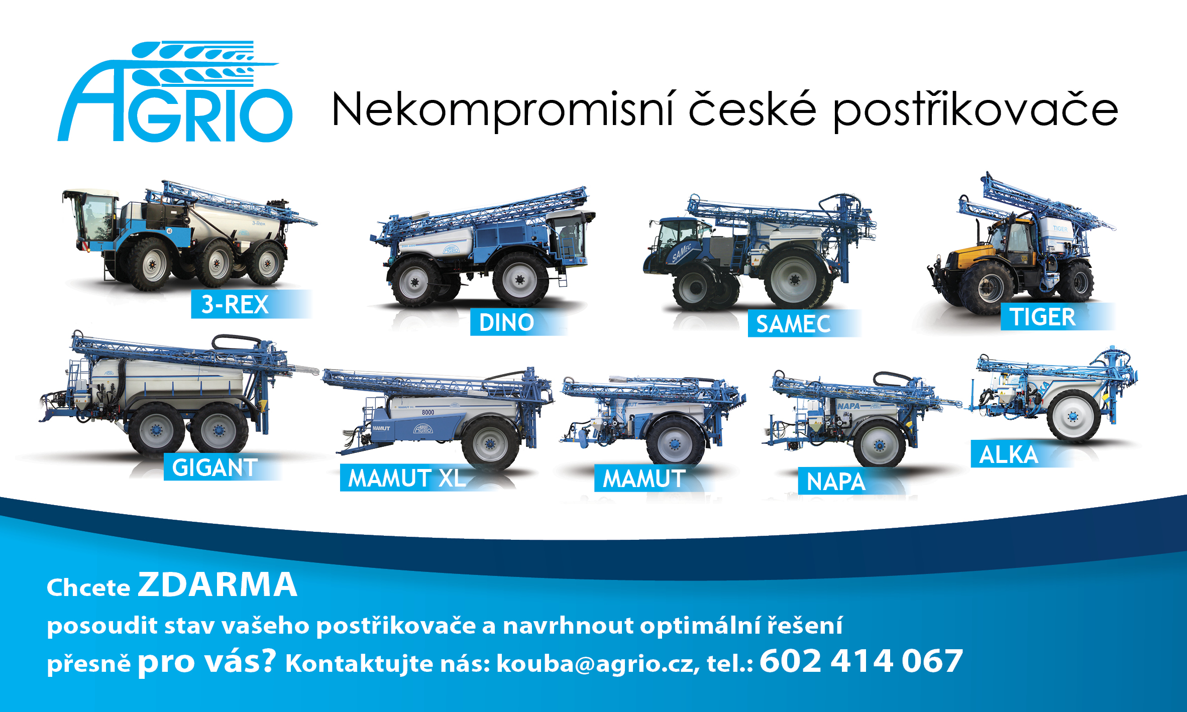 agrio ťahané postrekovače i samochodné postrekovače